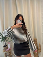 Pull à rayures Louise Marron-Beige