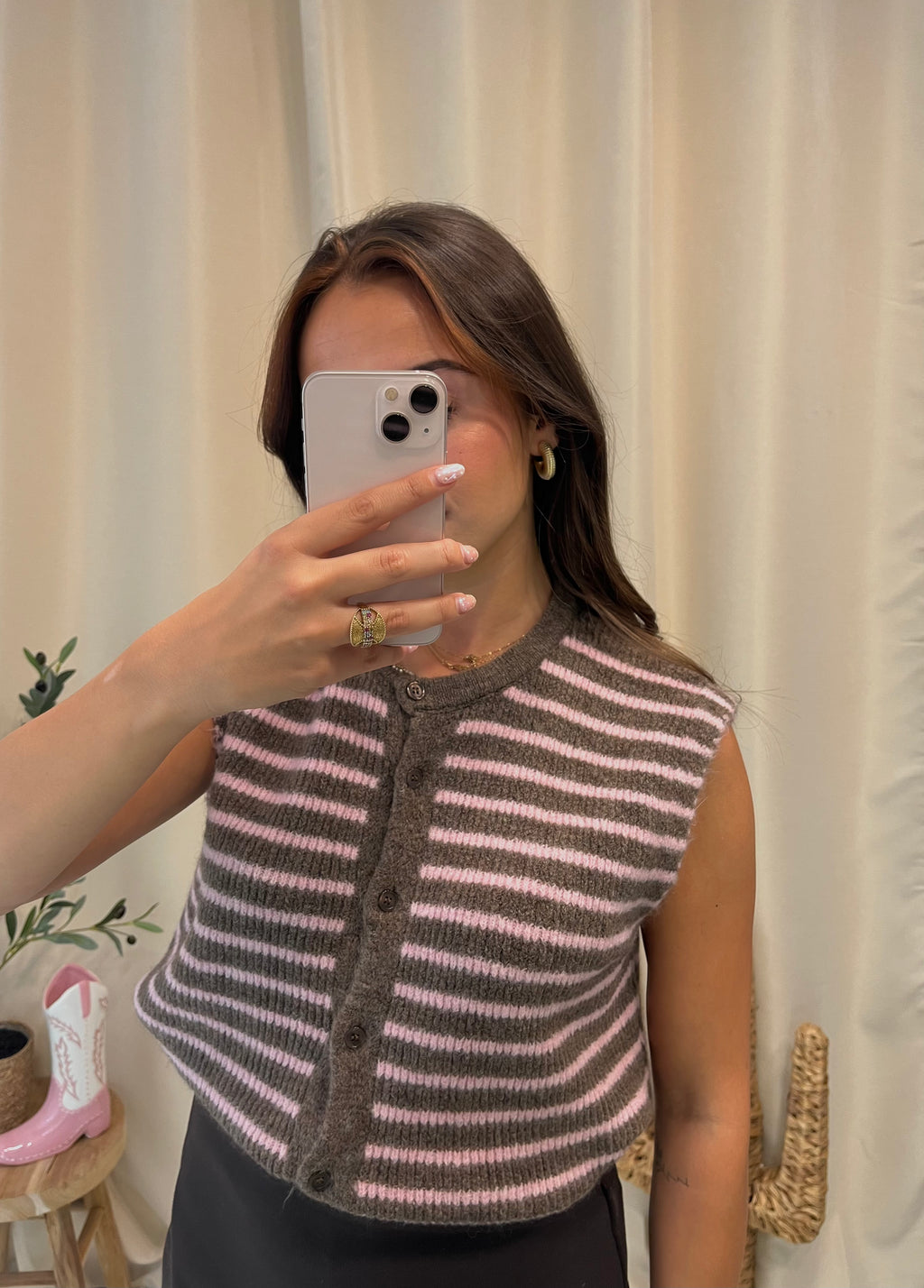 Pull sans manches MIMI Rose-Marron