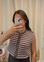 Pull sans manches MIMI Rose-Marron