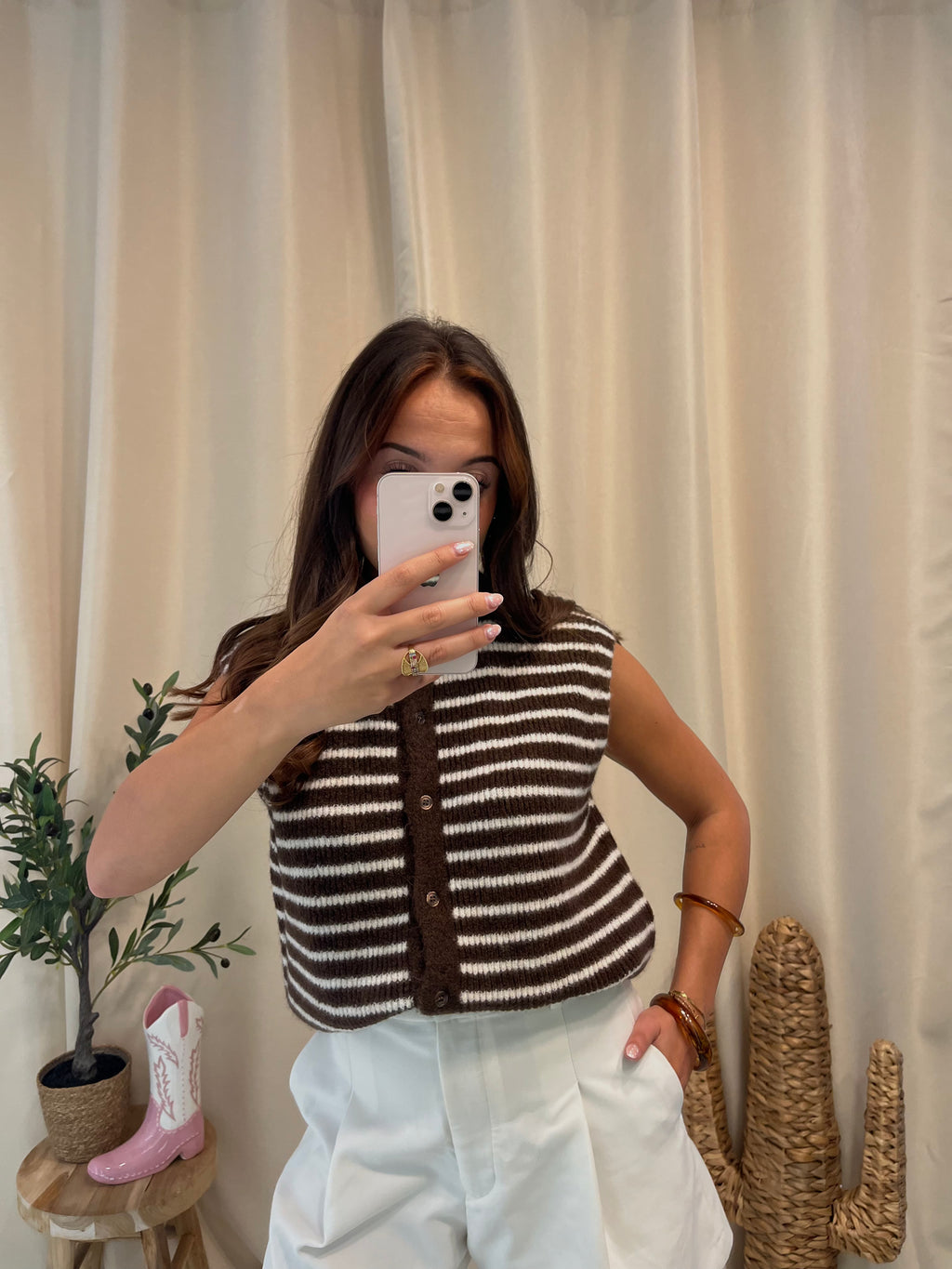 Pull sans manches MIMI Marron