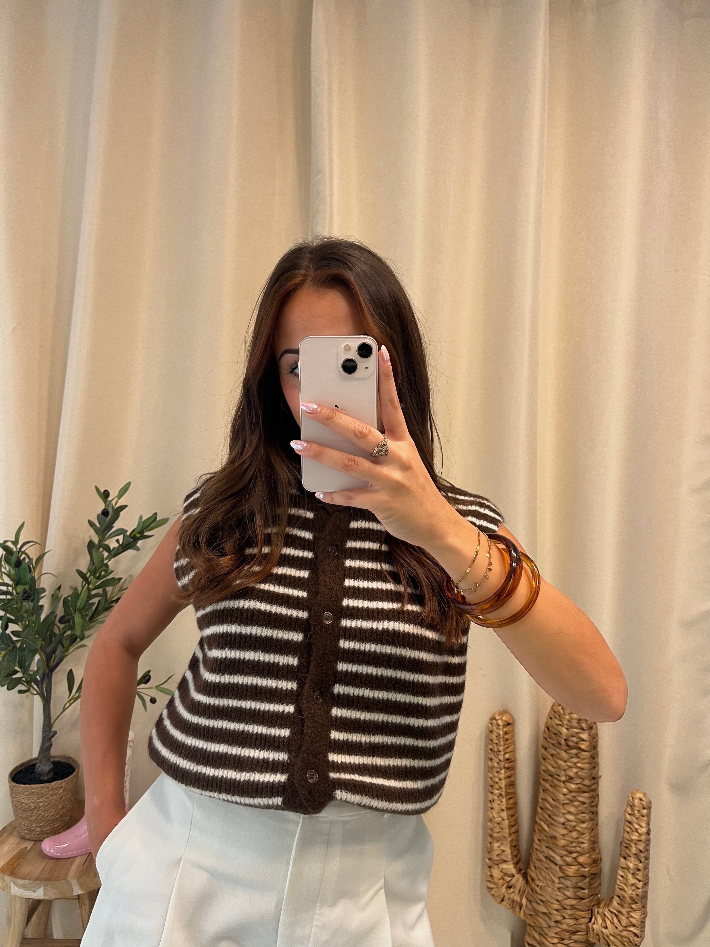 Pull sans manches MIMI Marron