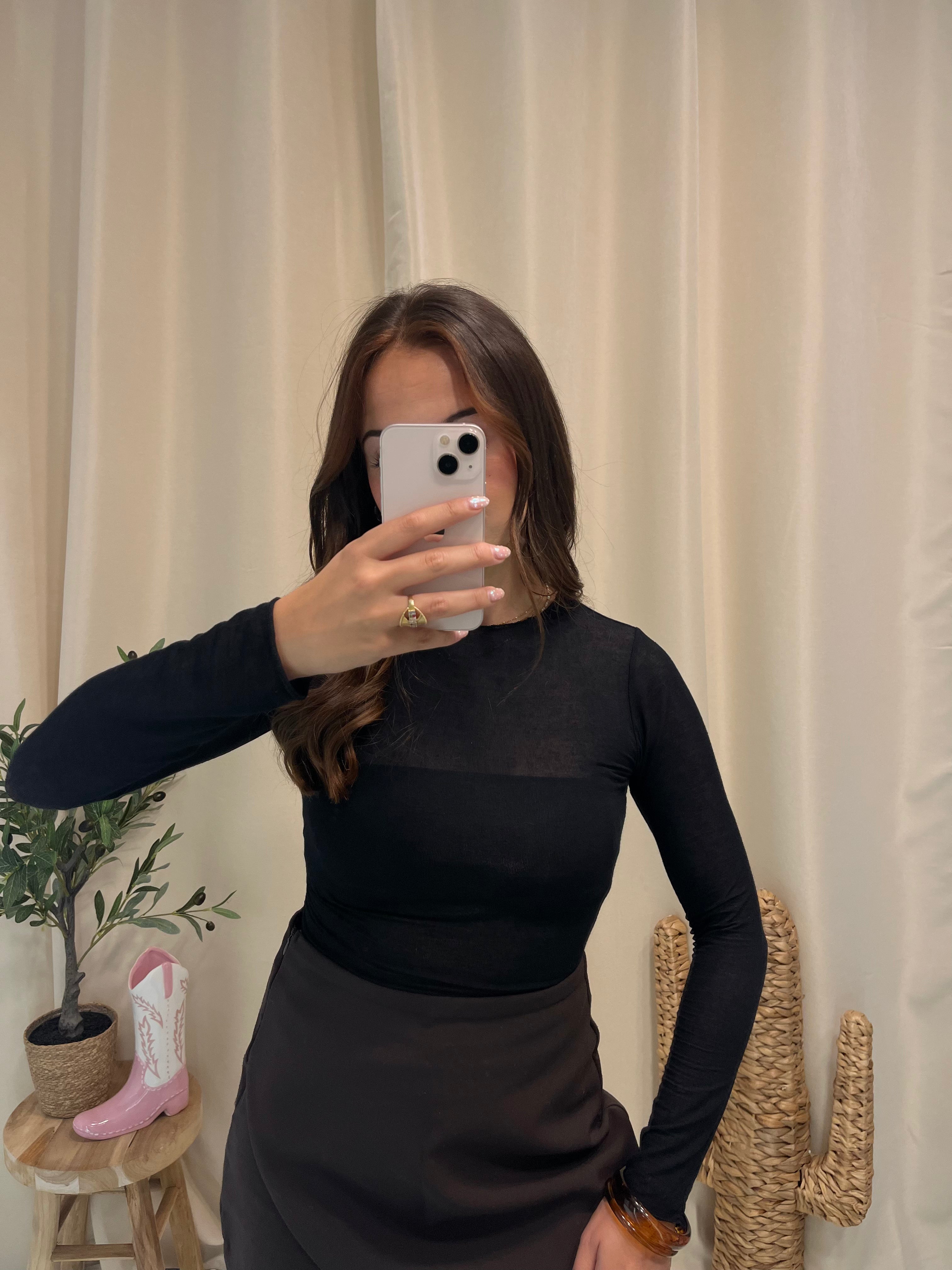 Haut col bateau Cachemire Noir