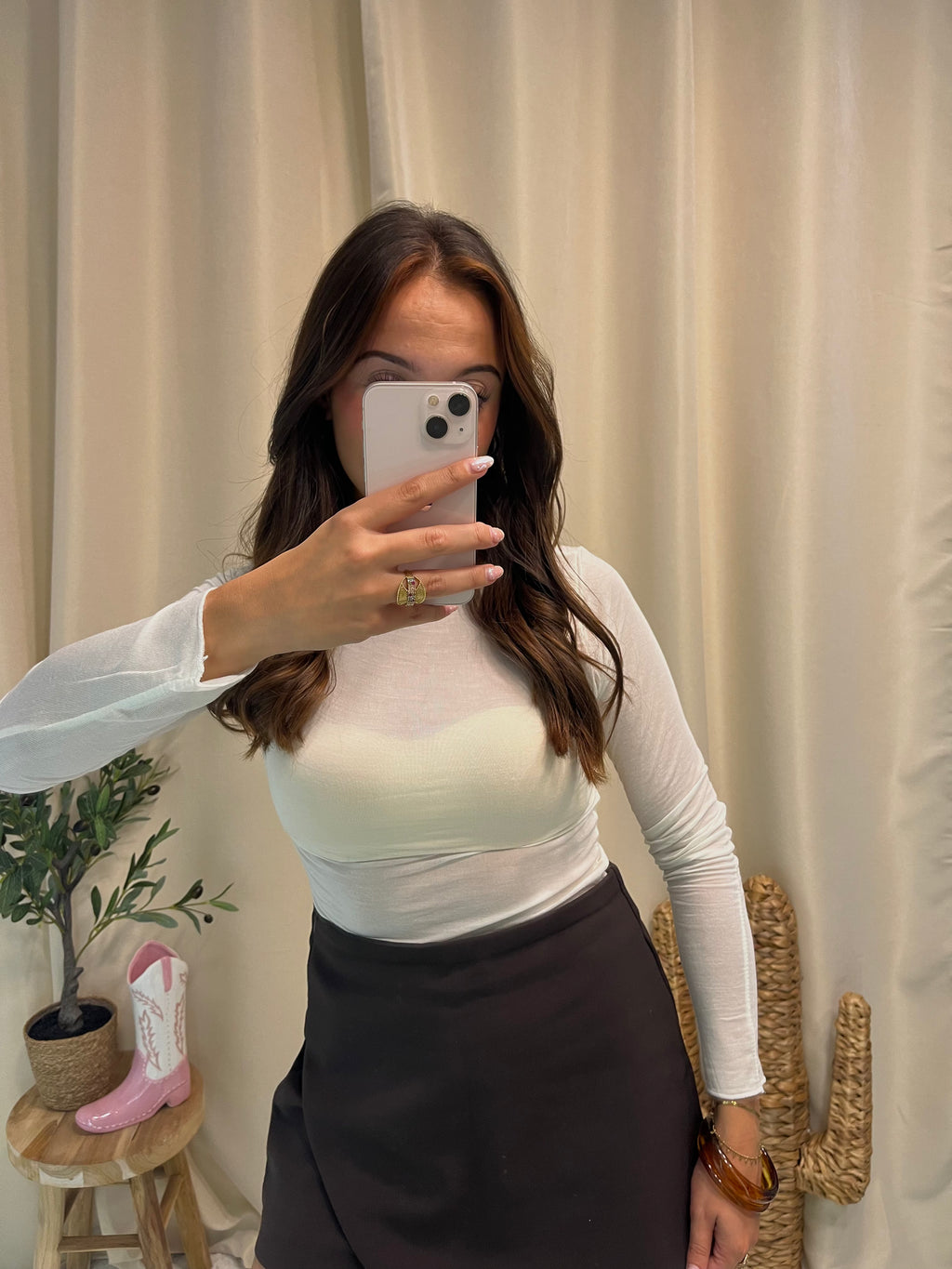 Haut col bateau Cachemire Beige