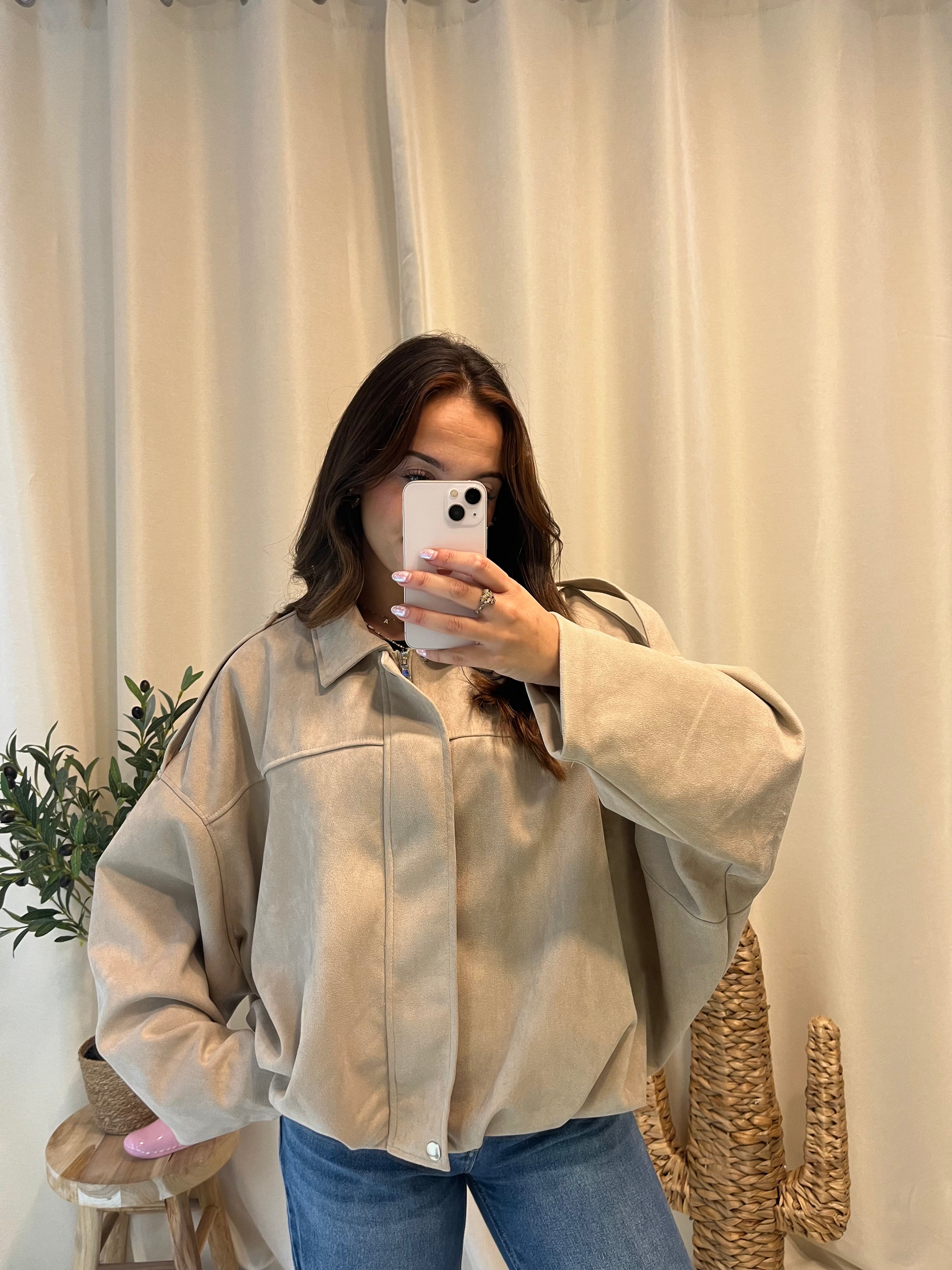 Bomber Cléa façon daim Beige