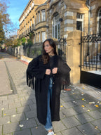 Manteau Maddy à franges noir