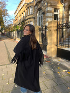 Manteau Maddy à franges noir