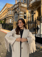 Manteau Maddy à franges beige