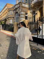 Manteau Maddy à franges beige