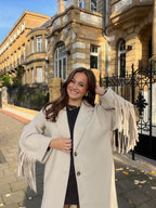 Manteau Maddy à franges beige