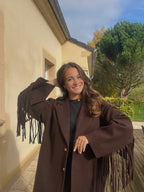 Manteau Maddy à franges chocolat