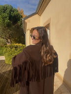 Manteau Maddy à franges chocolat