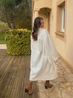 Manteau Maddy à franges écru