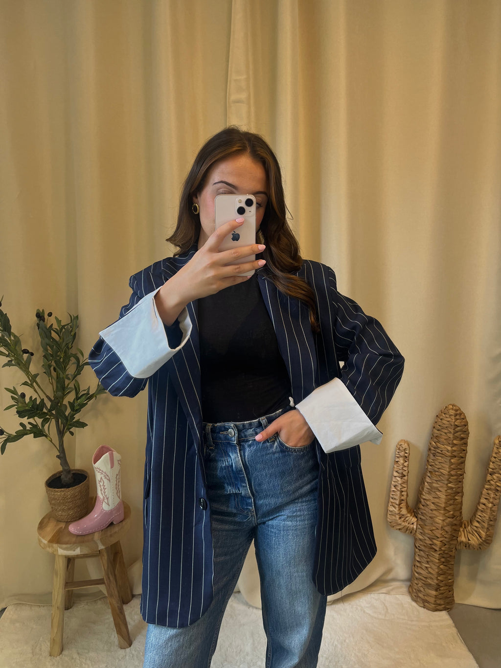 Blazer à rayures Bossy bleu marine