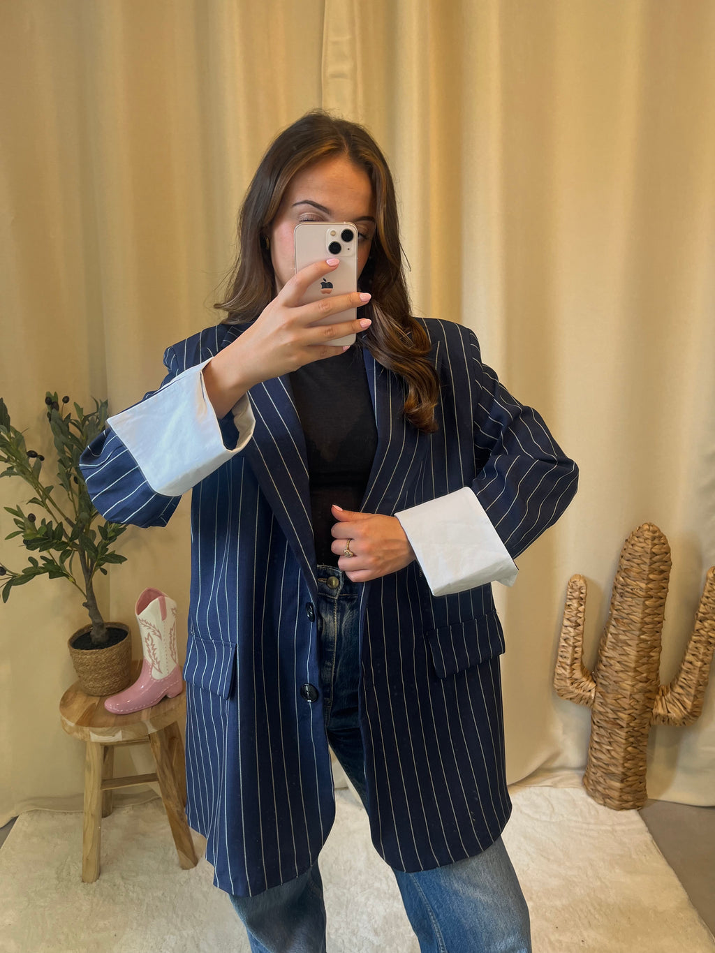 Blazer à rayures Bossy bleu marine