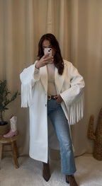 Manteau Maddy à franges écru