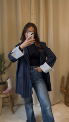 Blazer à rayures Bossy bleu marine